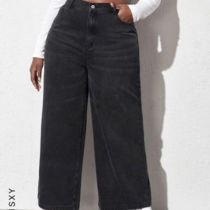 SHEIN plus wide leg high waisted black jeans 4X